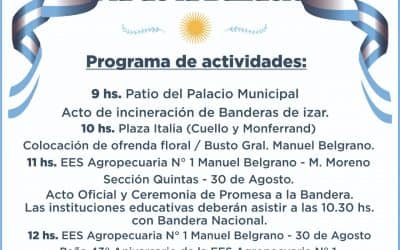 EL ACTO OFICIAL POR EL DÍA DE LA BANDERA SERÁ EL JUEVES (20) EN LA ESCUELA AGROPECUARIA Nº 1 DE 30 DE AGOSTO
