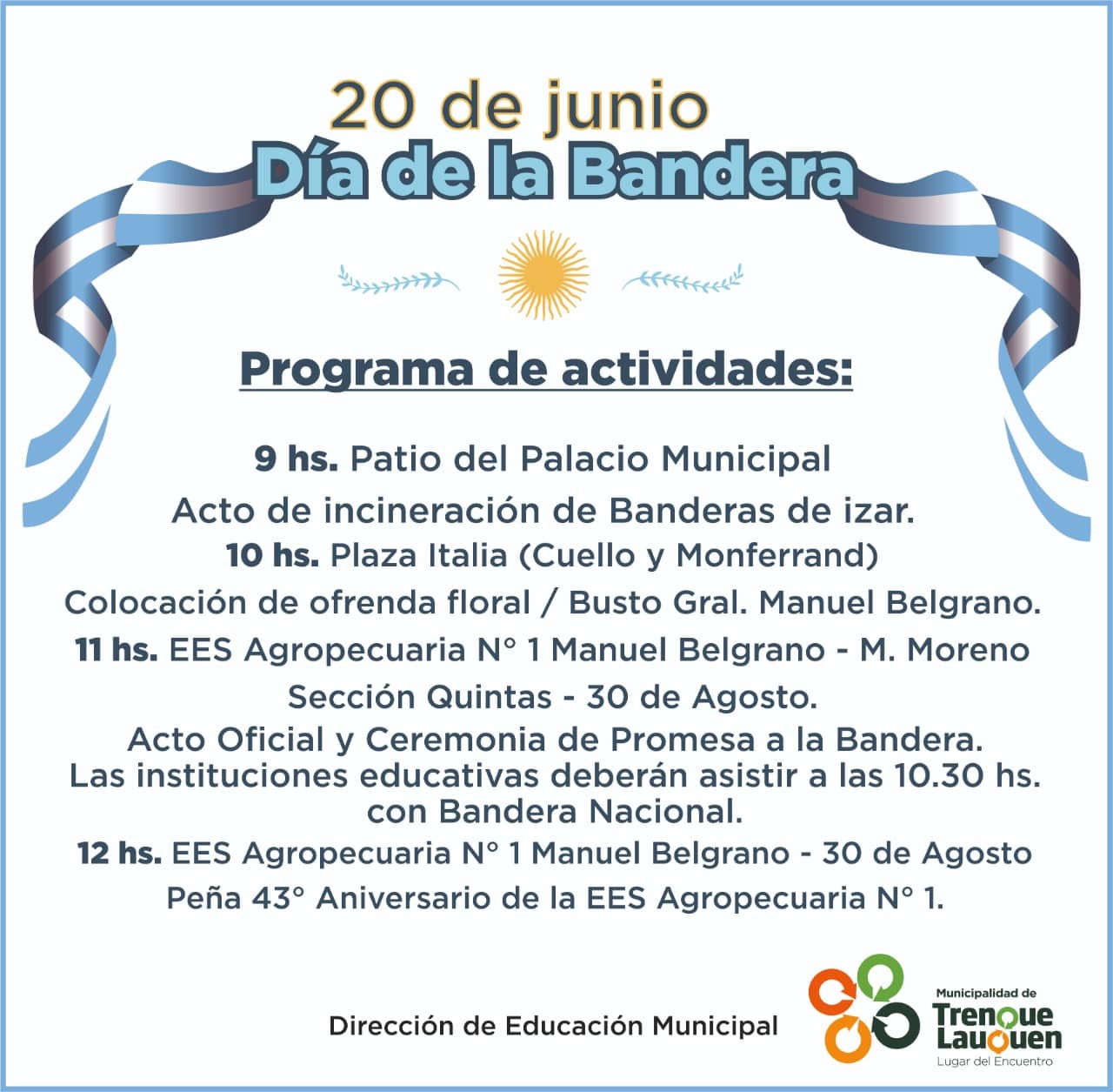 EL ACTO OFICIAL POR EL DÍA DE LA BANDERA SERÁ EL JUEVES (20) EN LA ...
