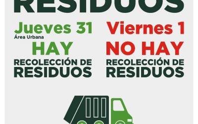 EL JUEVES 31 DE DICIEMBRE HABRÁ RECOLECCIÓN DE RESIDUOS PERO EL VIERNES 1º DE ENERO NO SE PRESTARÁ EL SERVICIO
