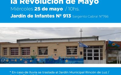 EL ACTO OFICIAL POR EL DÍA DE LA PATRIA Y EL 212º ANIVERSARIO DE LA REVOLUCIÓN DE MAYO SE HARÁ EL MIÉRCOLES 25 DE MAYO DESDE LAS 10