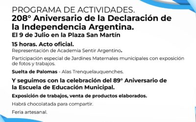 EL ACTO OFICIAL POR EL 208º ANIVERSARIO DE LA DECLARACIÓN DE LA INDEPENDENCIA SERÁ EL PRÓXIMO MARTES -9 DE JULIO- EN PLAZA SAN MARTÍN