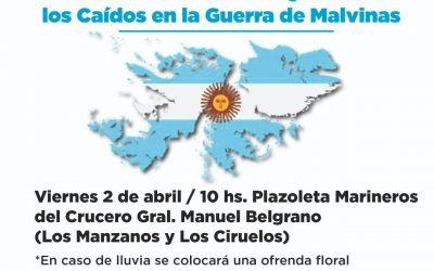 EL ACTO POR EL DÍA DEL VETERANO Y DE LOS CAÍDOS EN LA GUERRA DE MALVINAS SE HARÁ EL VIERNES EN LA PLAZOLETA MARINEROS DEL CRUCERO GENERAL BELGRANO