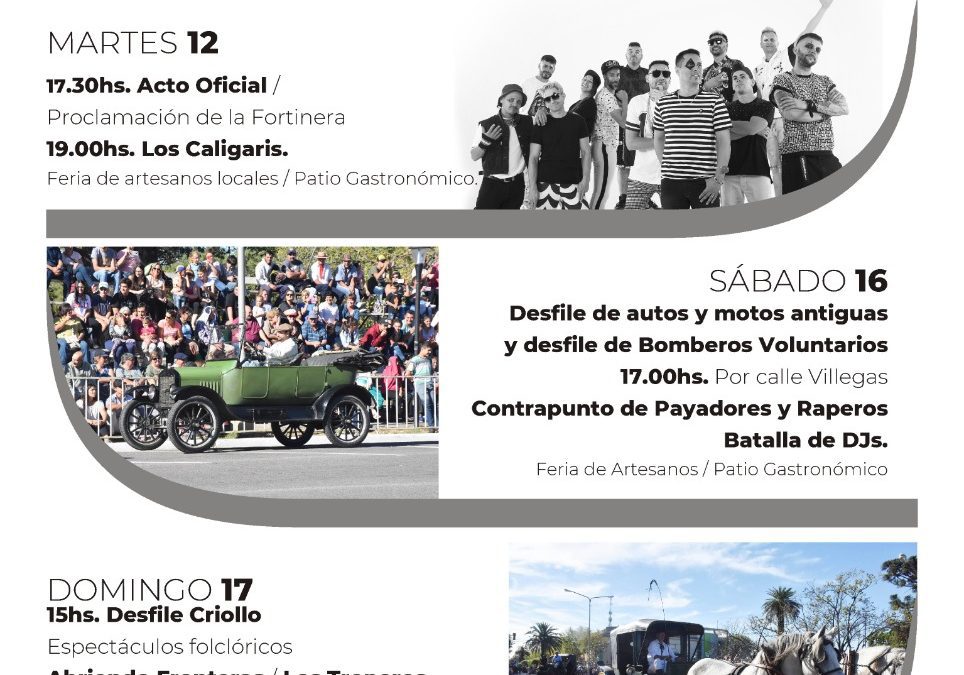 146º ANIVERSARIO DE TRENQUE LAUQUEN: MAÑANA (MARTES), ACTO OFICIAL, PROCLAMACIÓN DE LA FORTINERA Y LOS CALIGARIS