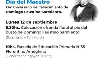 DÍA DEL MAESTRO: EL ACTO OFICIAL SE REALIZARÁ EL PRÓXIMO LUNES (12) EN LA ESCUELA DE EDUCACIÓN PRIMARIA Nº35 FLORENTINO AMEGHINO