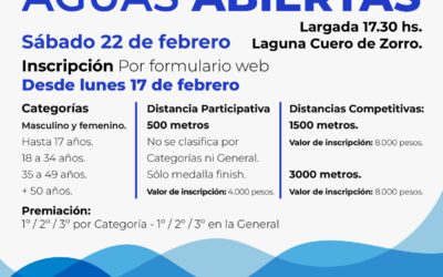 ESTE SÁBADO (22) EN LA LAGUNA CUERO DE ZORRO SE DISPUTARÁ LA II MARATÓN AGUAS ABIERTAS