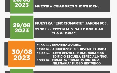 113º ANIVERSARIO DE 30 DE AGOSTO: HABRÁ VARIAS ACTIVIDADES, EL ACTO CENTRAL Y LA INAUGURACIÓN DEL NUEVO EDIFICIO DE LA ESCUELA DE EDUCACIÓN ESPECIAL Nº 503