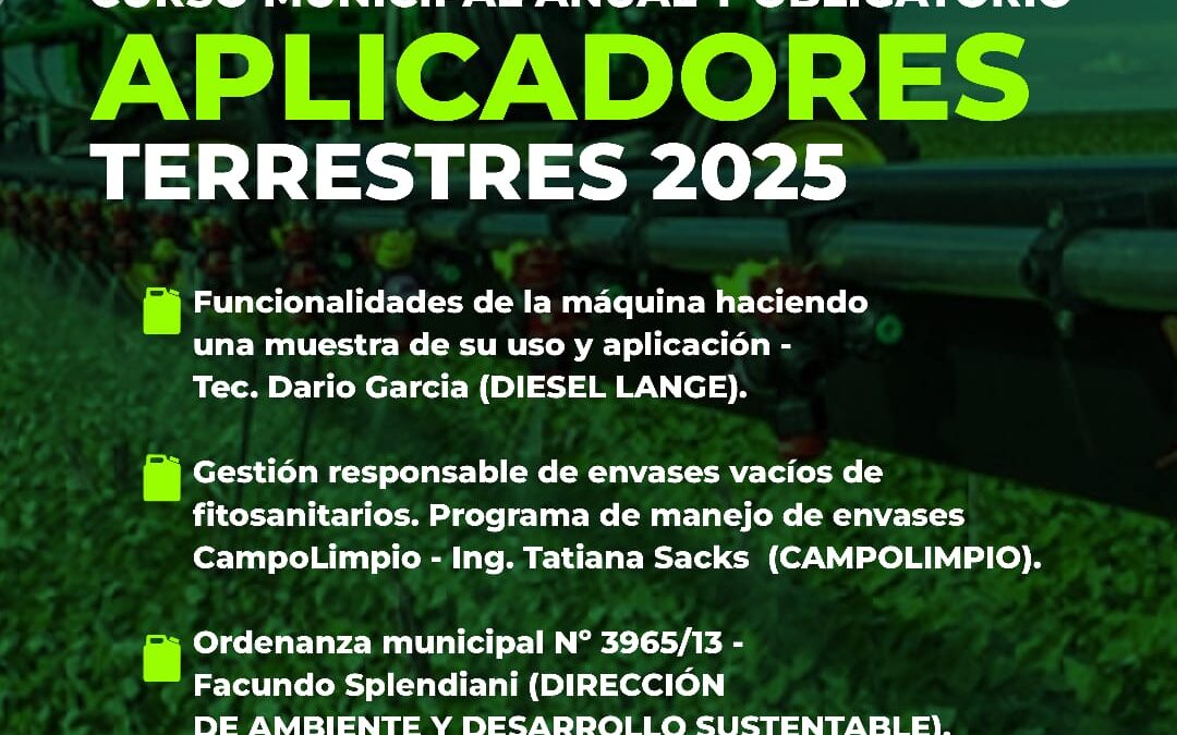 CURSO ANUAL Y OBLIGATORIO PARA APLICADORES TERRESTRES: SERÁ ESTE JUEVES (11) EN EL AERO CLUB TRENQUE LAUQUEN