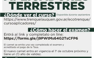 LOS APLICADORES TERRESTRES DEL PARTIDO DE TRENQUE LAUQUEN TIENEN QUE RENOVAR EN SEPTIEMBRE EL CARNET ANUAL MUNICIPAL