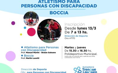 DESDE LA PRÓXIMA SEMANA SE RETOMAN LAS ACTIVIDADES EN ATLETISMO PARA PERSONAS CON DISCAPACIDAD Y BOCCIA EN EL POLIDEPORTIVO MUNICIPAL