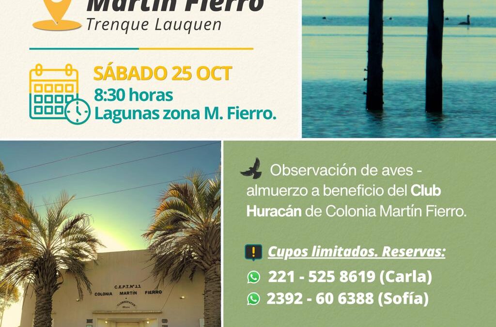 AVISTAJE DE AVES EN MARTÍN FIERRO, UNA EXPERIENCIA PARA DISFRUTAR EL PAISAJE Y COMPARTIR