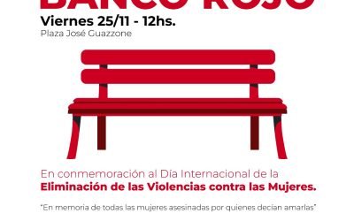 MAÑANA (VIERNES) AL MEDIODÍA INAUGURAN EL “BANCO ROJO” EN LA PLAZA JOSÉ GUAZZONE DE BERUTI