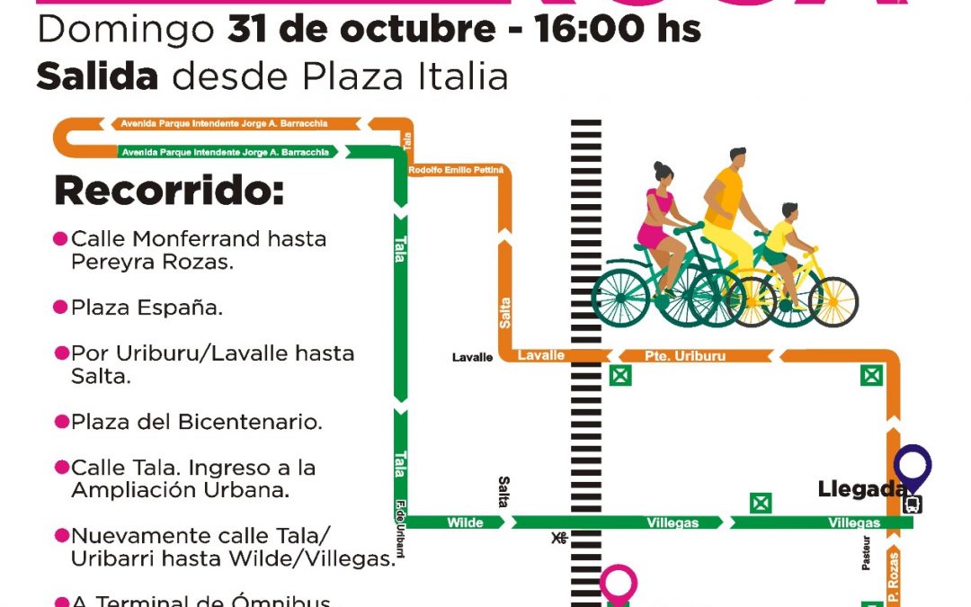 RECORRIDA EN BICICLETA POR LA CIUDAD PARA CERRAR EL MES DE CONCIENTIZACIÓN DE LA LUCHA CONTRA EL CÁNCER DE MAMA