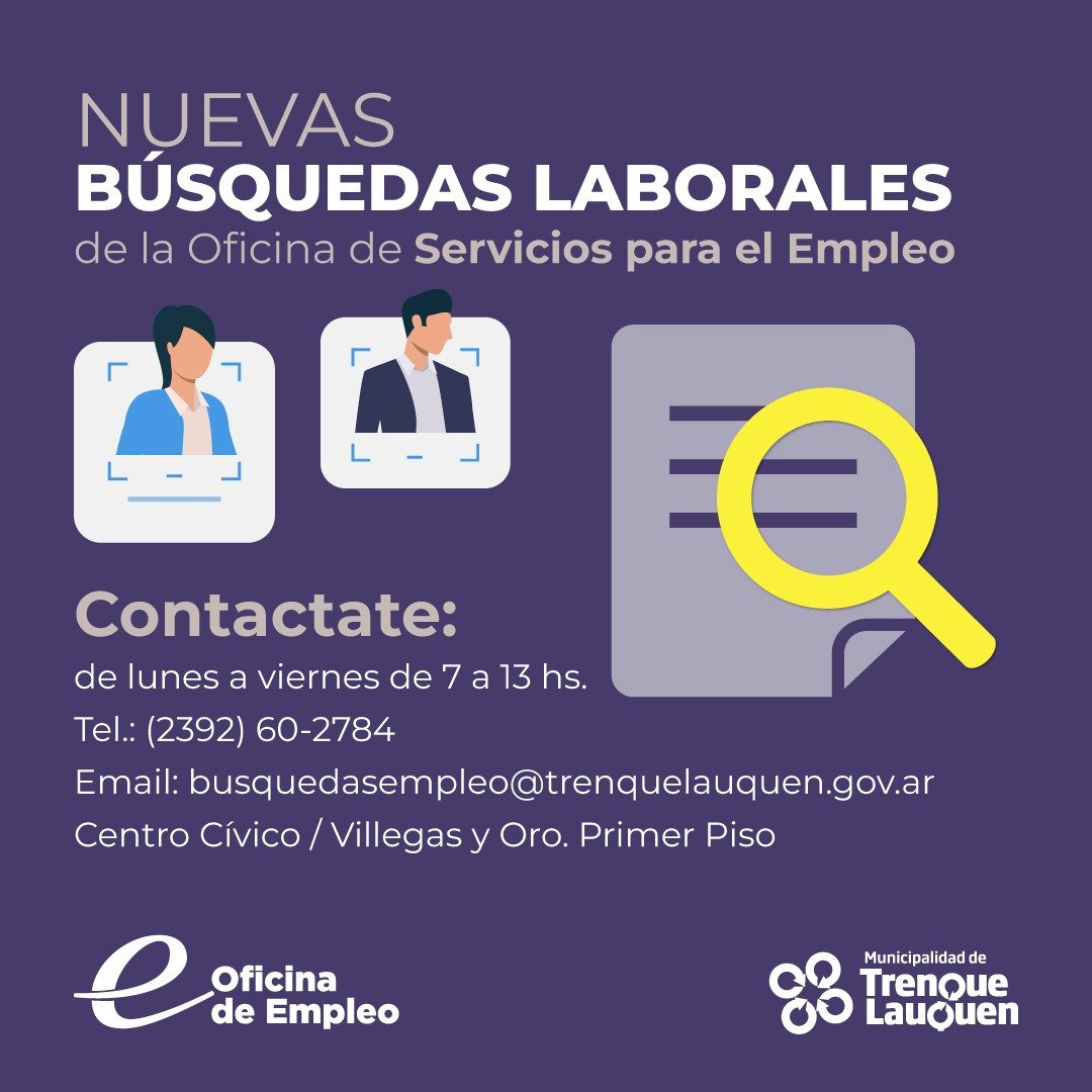 BÚSQUEDAS LABORALES VIGENTES EN LA OFICINA DE EMPLEO - Municipalidad de ...