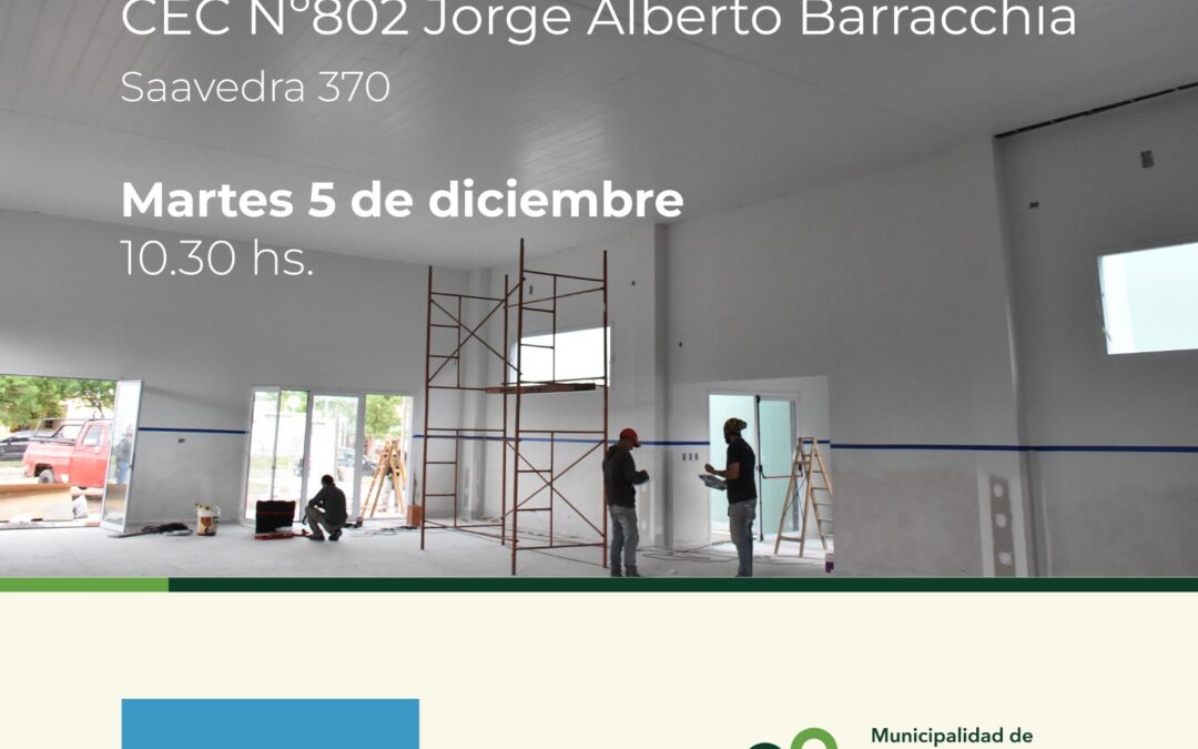 EL MUNICIPIO INAUGURA MAÑANA (MARTES) EL ANEXO DEL SUM ROBERTO MUÑOX EN EL CEC Nº 802, UNA GRAN OBRA DESTINADA A LOS CHICOS/AS DEL BARRIO