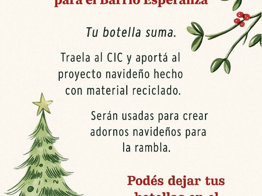 JUNTAN BOTELLAS PARA CREAR ADORNOS NAVIDEÑOS EN EL CIC DEL BARRIO ESPERANZA