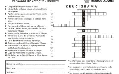 CRUCIGRAMA POR EL 143° ANIVERSARIO DE TRENQUE LAUQUEN: RETIRÁ EL CUPÓN, COMPLETALO Y PARTICIPA DE UN SORTEO