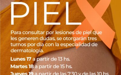 CAMPAÑA NACIONAL DE PREVENCIÓN DEL CÁNCER DE PIEL: EL SERVICIO DE DERMATOLOGÍA DEL HOSPITAL OTORGARÁ TRES TURNOS POR DÍA