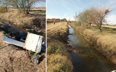 EL MUNICIPIO REALIZÓ TAREAS DE LIMPIEZA EN EL CANAL QUE CORRE POR CALLE BLANDENGUES: SE SACARON BOLSAS, BOTELLAS Y HASTA UNA HELADERA