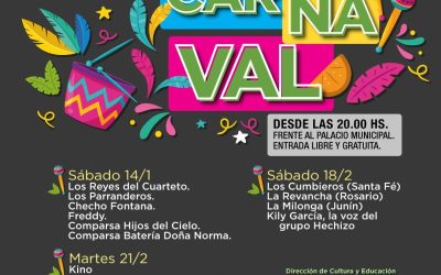 LAS NOCHES DE CARNAVAL COMIENZAN EL SÁBADO 14 DE ENERO FRENTE AL PALACIO MUNICIPAL