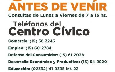 PARA HACER UN TRÁMITE DE MANERA PRESENCIAL EN ALGUNAS OFICINAS DEL CENTRO CÍVICO PRIMERO DEBERÁ PEDIRSE TURNO TELEFÓNICAMENTE