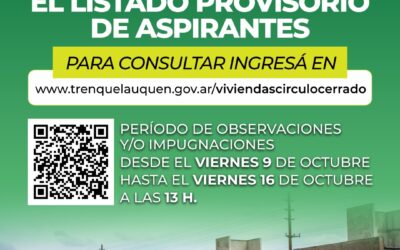 CÍRCULO CERRADO 38 VIVIENDAS: YA ESTÁ PUBLICADO EL LISTADO PROVISORIO DE ASPIRANTES Y SE ABRE EL PERÍODO PARA OBSERVACIONES O IMPUGNACIONES