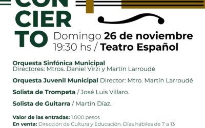 LAS ORQUESTAS SINFÓNICA Y JUVENIL DEL MUNICIPIO DARÁN UN CONCIERTO EL PRÓXIMO DOMINGO (26) EN EL TEATRO ESPAÑOL