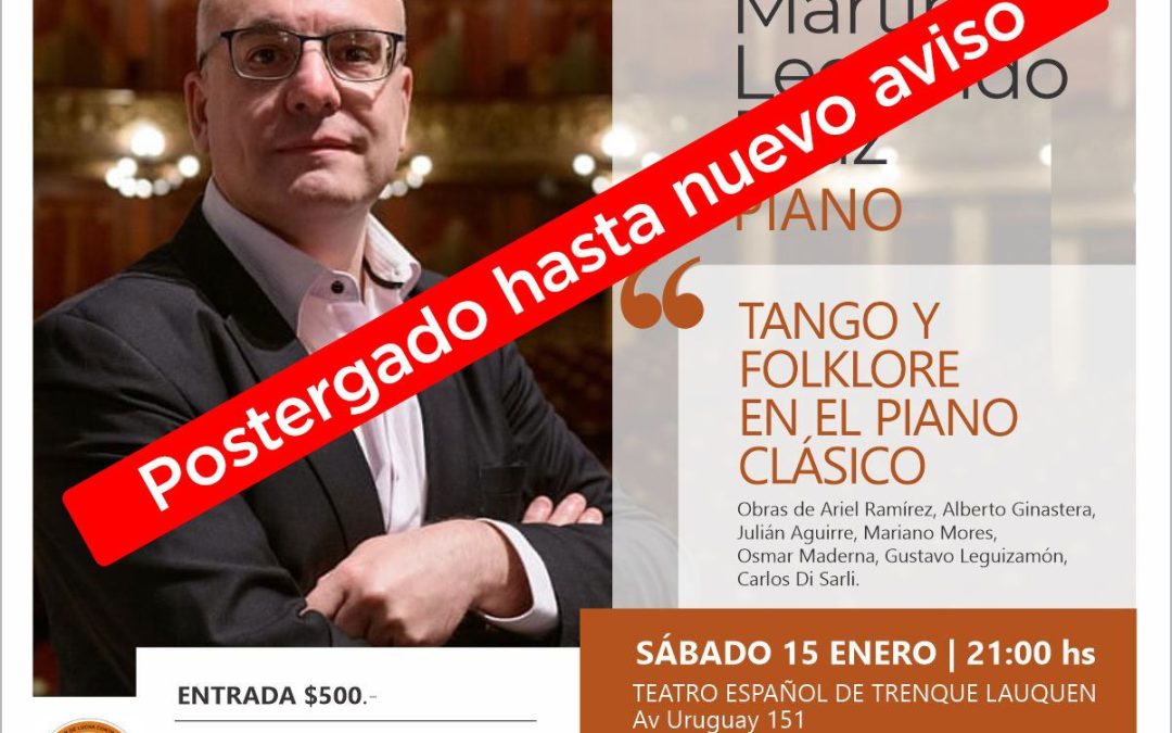 SE POSPONE HASTA NUEVO AVISO, LA PRESENTACIÓN DEL DESTACADO CONCERTISTA DE PIANO MARTÍN LEOPOLDO DÍAZ EN EL TEATRO ESPAÑOL