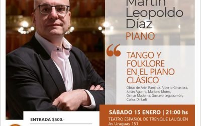 A BENEFICIO DE LIPOLCC, EL RECONOCIDO CONCERTISTA DE PIANO MARTÍN LEOPOLDO DÍAZ SE PRESENTARÁ EL SÁBADO 15 DE ENERO EN EL TEATRO ESPAÑOL