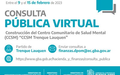 CONSULTA PÚBLICA VIRTUAL PARA LA CONSTRUCCIÓN DE UN CENTRO COMUNITARIO DE SALUD MENTAL EN TRENQUE LAUQUEN