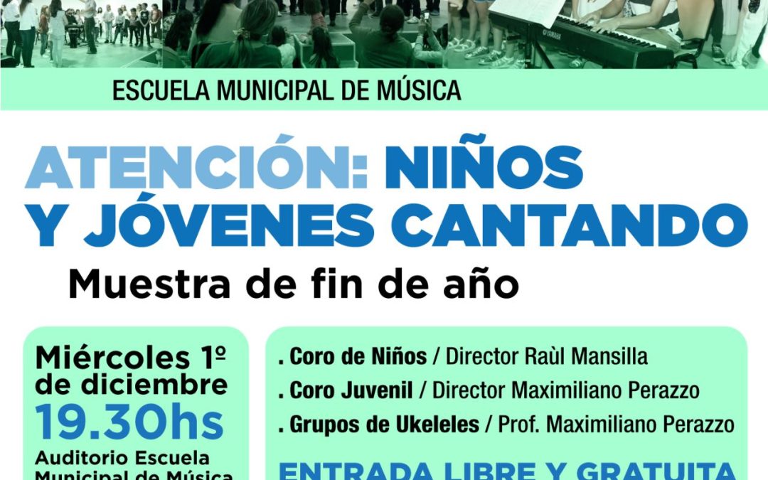 ESCUELA MUNICIPAL DE MÚSICA: LOS COROS DE NIÑOS Y JUVENIL Y EL GRUPO DE UKELELES TENDRÁN EL MIÉRCOLES SU MUESTRA DE FIN DE AÑO