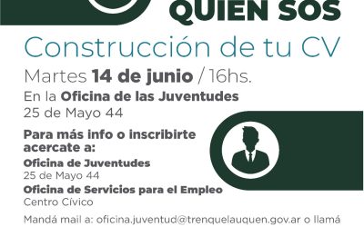 CURSO DE CV PARA JÓVENES: EL MARTES (14) SE REALIZARÁ EL SEGUNDO ENCUENTRO Y LA IDEA ES QUE LOS ASISTENTES ARMEN SUS PROPIOS CURRICULUMS