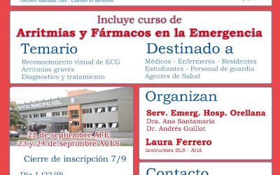 CURSO DE ARRITMIAS Y FÁRMACOS EN LA EMERGENCIA: DESDE EL 22 AL 24 DE SETIEMBRE PARA EL PERSONAL DE SALUD