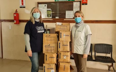 NUEVA DONACIÓN DE LA FUNDACIÓN GARRAHAN AL HOSPITAL MUNICIPAL DR. PEDRO T. ORELLANA, A TRAVÉS DE LAS DAMAS ROSADAS: 156 FRASCOS DE ALCOHOL EN GEL