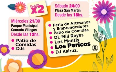 DOBLE FESTEJO POR EL DÍA DEL ESTUDIANTE Y DE LA PRIMAVERA: EL MIÉRCOLES (21) EN EL PARQUE VILLEGAS Y EL SÁBADO (24) EN PLAZA SAN MARTÍN, CON LOS PERICOS Y DJ KAIRUZ
