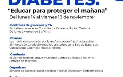 SEMANA DE LA DIABETES: DESDE EL PRÓXIMO LUNES (14) Y HASTA EL VIERNES 18 HABRÁ CONTROLES DE GLUCEMIA, CHARLAS DE ALIMENTACIÓN SALUDABLE Y UNA CAMINATA