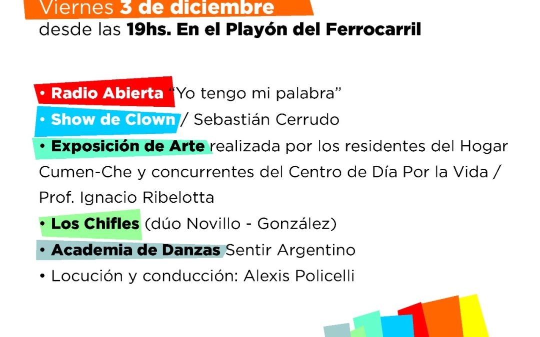 DÍA INTERNACIONAL DE LAS PERSONAS CON DISCAPACIDAD: EL PRÓXIMO VIERNES (3) HABRÁ UNA JORNADA RECREATIVA EN EL PLAYÓN DE LA ESTACIÓN