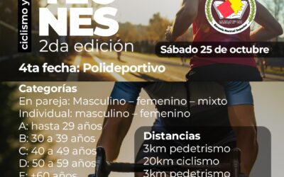 II CAMPEONATO DE DUATLONES: LA 4TA Y ÚLTIMA FECHA SE DISPUTARÁ EL SÁBADO 25 DE OCTUBRE DESDE EL POLIDEPORTIVO MUNICIPAL