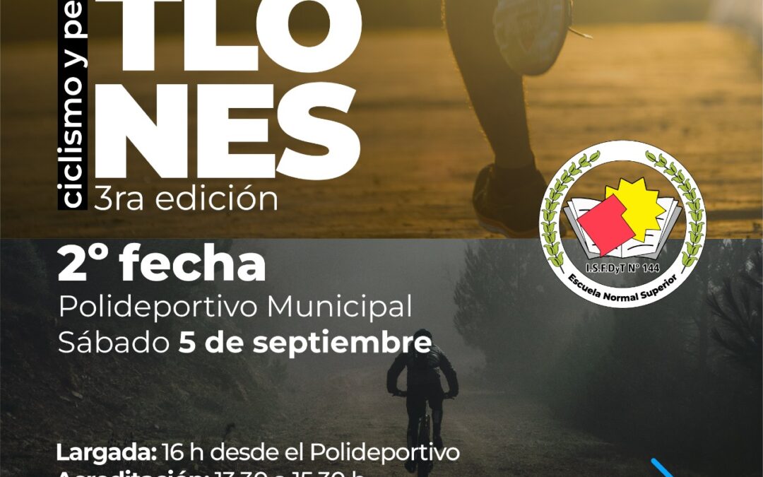 LA SEGUNDA FECHA DEL CAMPEONATO DE DUATLONES SERÁ ESTE SÁBADO (5) A LAS 16 H CON LARGADA DESDE EL POLIDEPORTIVO MUNICIPAL