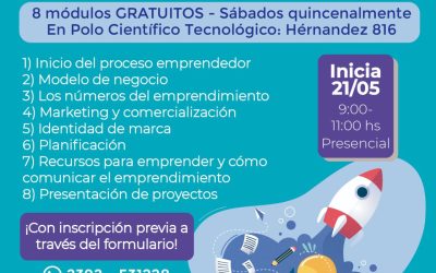 CICLO DE CAPACITACIONES PARA EMPRENDEDORES EN EL POLO CIENTÍFICO TECNOLÓGICO: ES GRATUITO Y COMIENZA EL SÁBADO 21 DE MAYO