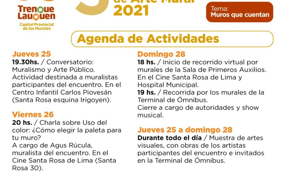 CONVERSATORIO, CHARLA Y RECORRIDAS EN LA AGENDA DE ACTIVIDADES DEL V ENCUENTRO NACIONAL DE ARTE MURAL “MUROS QUE CUENTAN”