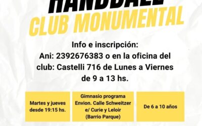 MINI HANDBALL EN LA SEDE DEL PROGRAMA ENVIÓN, UNA PROPUESTA DEL CLUB MONUMENTAL PARA NIÑOS DE 6 A 10 AÑOS