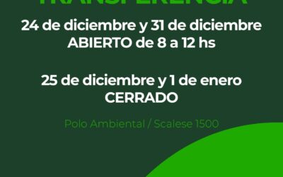 LA ESTACIÓN DE TRANSFERENCIA PERMANECERÁ CERRADA EL 25 DE DICIEMBRE Y EL 1º DE ENERO POR LAS FIESTAS DE NAVIDAD Y AÑO NUEVO