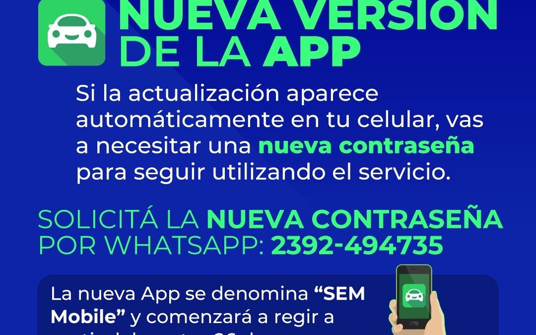 EL SISTEMA DE ESTACIONAMIENTO MEDIDO ACTUALIZA SU APLICACIÓN Y SOLICITA A LOS USUARIOS TRAMITAR UNA NUEVA CONTRASEÑA