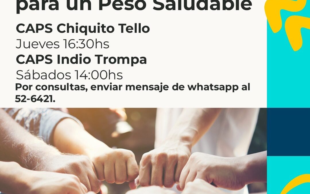 EL GRUPO DE AUTOAYUDA PARA UN PESO SALUDABLE CAMBIA EL HORARIO DE SUS REUNIONES: SERÁN LOS JUEVES A LAS 16.30 Y SÁBADOS A LAS 14