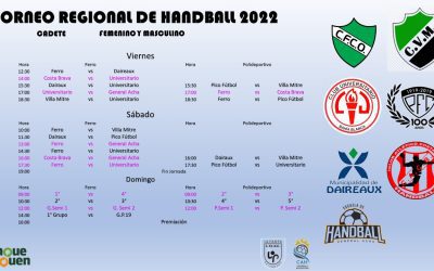TORNEO REGIONAL DE HANDBALL, EL FIN DE SEMANA EN LAS CANCHAS DE FERRO Y DEL POLIDEPORTIVO MUNICIPAL