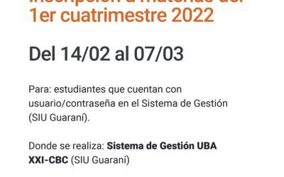 UBA XXI: ESTÁ ABIERTA LA INSCRIPCIÓN A LAS MATERIAS DEL PRIMER CUATRIMESTRE PARA QUIENES REALIZARON EL TRÁMITE DE PRE-INGRESO A LA UNIVERSIDAD