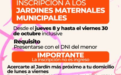 JARDINES MATERNALES MUNICIPALES: EL JUEVES 8 DE OCTUBRE ABRE LA INSCRIPCIÓN PARA EL CICLO LECTIVO 2027
