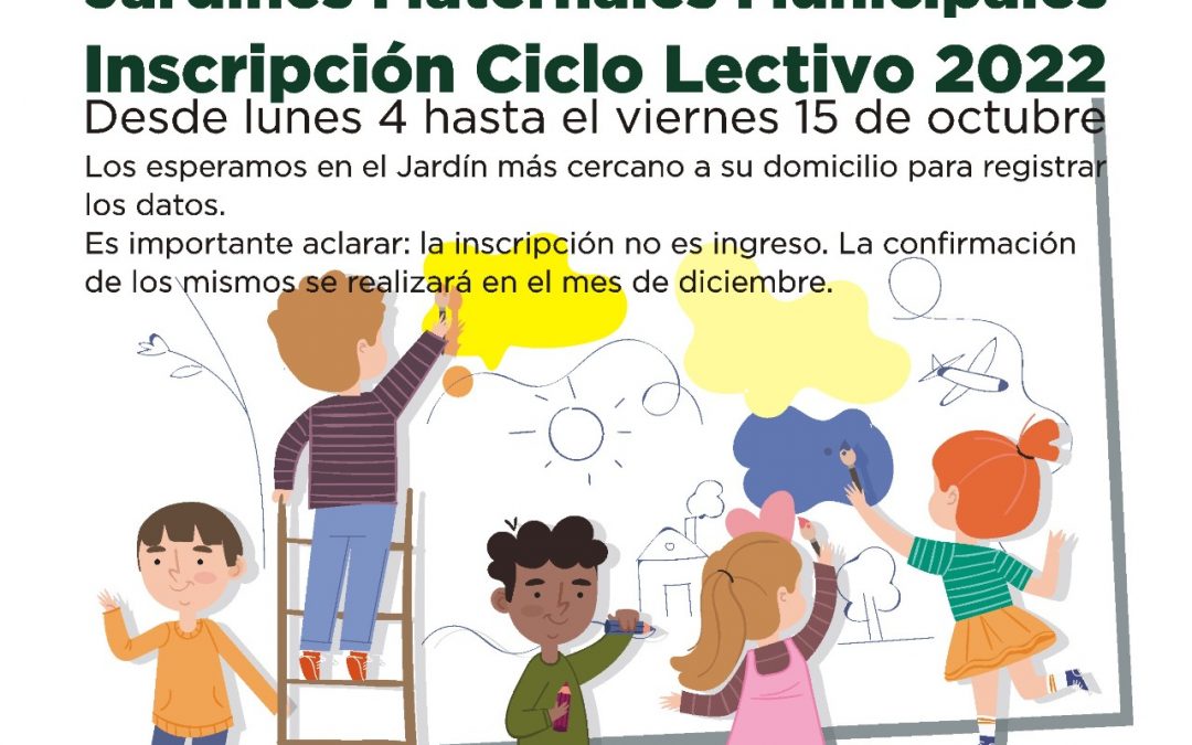 LA SEMANA PRÓXIMA ABRE LA INSCRIPCIÓN PARA LOS JARDINES MATERNALES MUNICIPALES: ENTRE EL LUNES (4) Y VIERNES (15) DE OCTUBRE