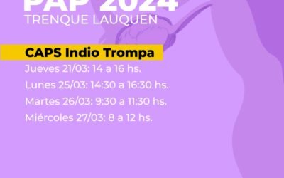 JORNADAS PAP 2024: DESDE EL PRÓXIMO JUEVES (21) Y HASTA EL MIÉRCOLES 27 DE MARZO SE REALIZARÁ EL ESTUDIO EN FORMA GRATUITA Y SIN TURNO PREVIO EN TODO EL DISTRITO