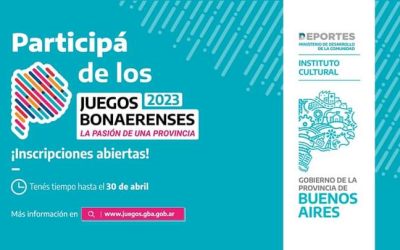 JUEGOS BONAERENSES 2023: HASTA EL DOMINGO 30 DE ABRIL ESTARÁ ABIERTA LA INSCRIPCIÓN Y EL LUNES 1º DE MAYO COMENZARÁ LA ETAPA MUNICIPAL